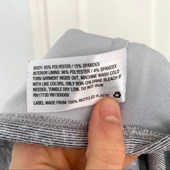 Joy Lab Heather Gray Mini Stripe Long Crop Top - Picture 4 of 5